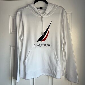 NWT NAUTICA SIZE M white hoodie sweatshirt with logo womens